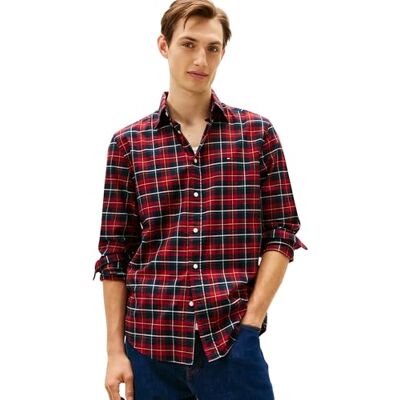 Tommy Hilfiger herr merceriserad tartan RF skjorta MW0MW41494 L/S skjorta, röd, XXL, Röd (Regatta Röd/Rutig), XXL Tommy Hilfiger herr merceriserad tartan RF skjorta MW0MW41494 L/S skjorta, röd, XXL, Röd (Regatta Röd/Rutig), XXL