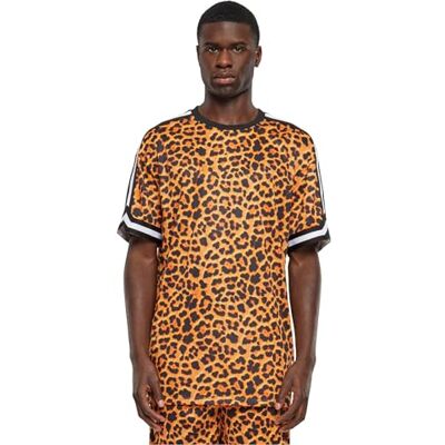 Urban Classics T-shirt för män överdimensionerad mesh AOP t-shirt orangeleopard S, Orange, S Urban Classics T-shirt för män överdimensionerad mesh AOP t-shirt orangeleopard S, Orange, S