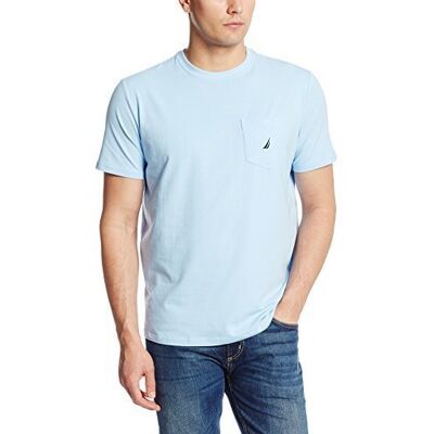 Nautica herr-T-shirt med enfärgad design, rund hals, kort ärm och bröstficka., 4XL stor tall Nautica herr-T-shirt med enfärgad design, rund hals, kort ärm och bröstficka., 4XL stor tall