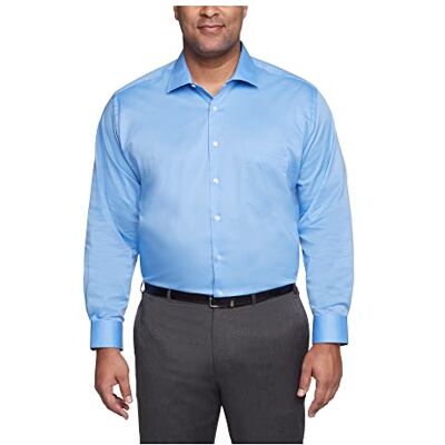 Van Heusen herrklänning skjorta flexkrage stretch solid (stor och lång), ogenomskinlig, Blå frost, 18.5" Neck 32"-33" Sleeve Van Heusen herrklänning skjorta flexkrage stretch solid (stor och lång), ogenomskinlig, Blå frost, 18.5" Neck 32"-33" Sleeve