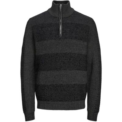 JACK&JONES PLUS herr Jjhugo stickad halv dragkedja pls stickad tröja, svart, 3XL JACK&JONES PLUS herr Jjhugo stickad halv dragkedja pls stickad tröja, svart, 3XL