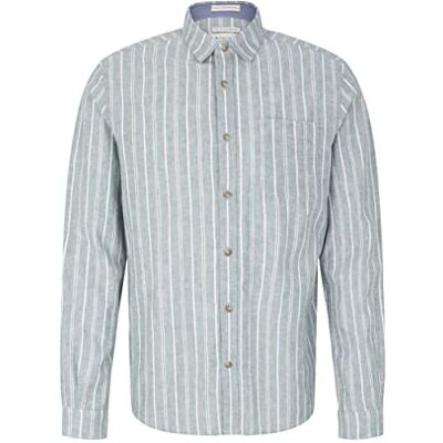 TOM TAILOR Herr Skjorta 1034905, 31247 Bluish Green Off White Stripe, M TOM TAILOR Herr Skjorta 1034905, 31247 Bluish Green Off White Stripe, M