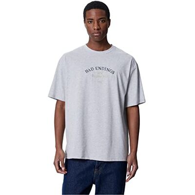 Koton Herr överdimensionerad slogan broderad crew neck kortärmad t-shirt, Grå (023), L Koton Herr överdimensionerad slogan broderad crew neck kortärmad t-shirt, Grå (023), L