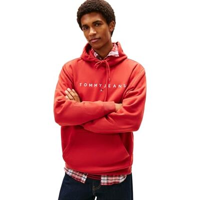 Tommy Jeans herr TJM REG LINEAR LOGO HOODIE EXT DM0DM20746 pullover huvtröja, röd (Terracotta Red), L, Röd (Terracotta Röd), L Tommy Jeans herr TJM REG LINEAR LOGO HOODIE EXT DM0DM20746 pullover huvtröja, röd (Terracotta Red), L, Röd (Terracotta Röd), L