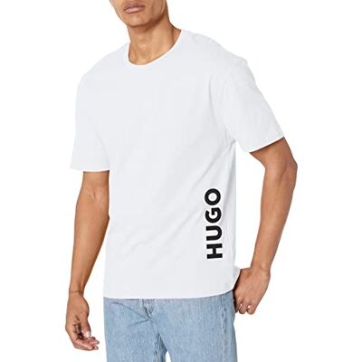 HUGO Mens Vertical Logo Cotton Short-Sleeve T-Shirt, Bright Alabaster/Midnight Blue, X-Large US HUGO Mens Vertical Logo Cotton Short-Sleeve T-Shirt, Bright Alabaster/Midnight Blue, X-Large US