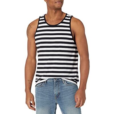 Amazon Essentials Men's Linne normal passform, Svart Vit Horisontell rand, XXL Amazon Essentials Men's Linne normal passform, Svart Vit Horisontell rand, XXL