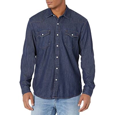 Amazon Essentials mäns normal passform långärmad denimskjorta, sköljd, XX-Large Amazon Essentials mäns normal passform långärmad denimskjorta, sköljd, XX-Large