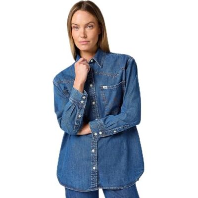 Wrangler Lös skjorta, Mörk tvätt, L Wrangler Lös skjorta, Mörk tvätt, L