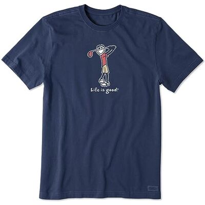 Life Is Good Vintage Crusher T-Shirt Golf Jake T-shirt för män, Mörkaste blå, L Life Is Good Vintage Crusher T-Shirt Golf Jake T-shirt för män, Mörkaste blå, L