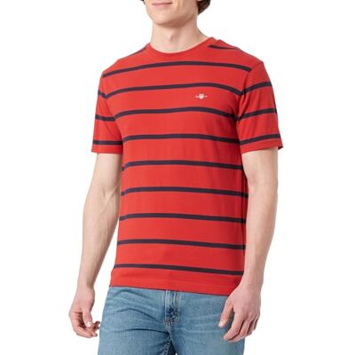 GANT Striped SS t-shirt, Rubinröd, S GANT Striped SS t-shirt, Rubinröd, S