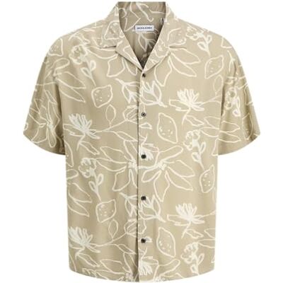 JACK & JONES Jjrox AOP Resort Shirt Ss, Porslin, S JACK & JONES Jjrox AOP Resort Shirt Ss, Porslin, S