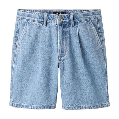 Lmtd Nlfkim DNM Nw Long Pleat Shorts, Mellanblå denim, 158 Lmtd Nlfkim DNM Nw Long Pleat Shorts, Mellanblå denim, 158