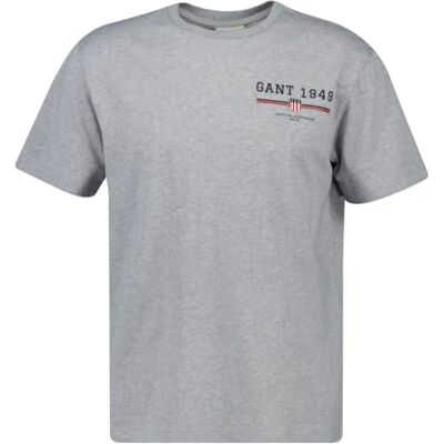 GANT Graphic Ss T-shirt för män, Grå melange, L GANT Graphic Ss T-shirt för män, Grå melange, L
