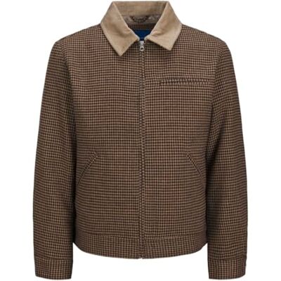 JACK & JONES JACK&JONES JOREATON ullarbetare jacka för män, kort jacka, chokladbrun/detalj: Checks, XL, Choklad brun/detaljer: kontroller, XL JACK & JONES JACK&JONES JOREATON ullarbetare jacka för män, kort jacka, chokladbrun/detalj: Checks, XL, Choklad brun/detaljer: kontroller, XL