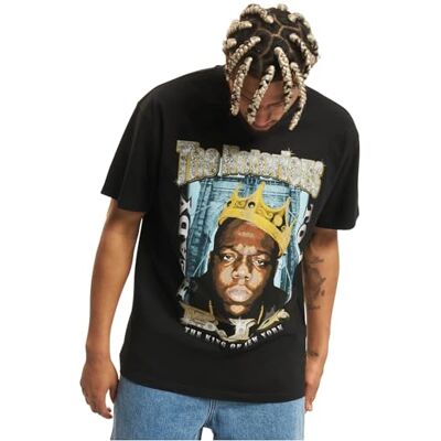 Tee The Notorious B.I.G. T-shirt för män, biggie Crown, oversize t-shirt, merchandise skjorta för män med porträtttryck av Biggie Smalls, storlekar XS – XXL, svart, XL Tee The Notorious B.I.G. T-shirt för män, biggie Crown, oversize t-shirt, merchandise skjorta för män med porträtttryck av Biggie Smalls, storlekar XS – XXL, svart, XL