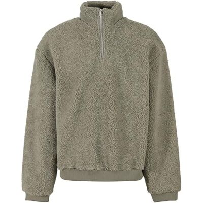 Urban Classics Troyer för män, oversized teddy-troyer av sherpa-tyg, oversize passform, storlekar S 5XL, Palegreen, XL Urban Classics Troyer för män, oversized teddy-troyer av sherpa-tyg, oversize passform, storlekar S 5XL, Palegreen, XL
