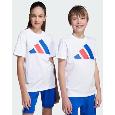 adidas Uniseks dzieci ESSENTIALS BIG LOGO T-SHIRT, white/royal blue/red, 11-12 Years adidas Uniseks dzieci ESSENTIALS BIG LOGO T-SHIRT, white/royal blue/red, 11-12 Years