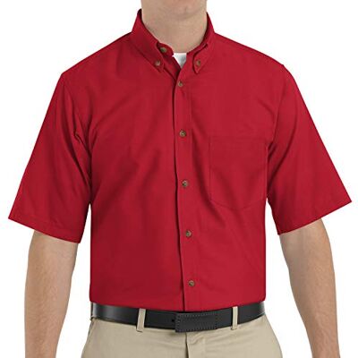 Red Kap Kortärmad Poplin klänning skjorta för män, Röd, XXL Lång Red Kap Kortärmad Poplin klänning skjorta för män, Röd, XXL Lång