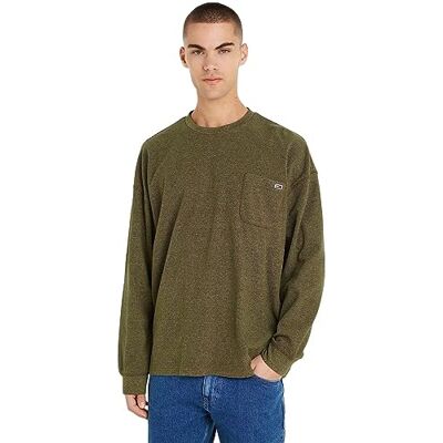 Tommy Jeans herr TJM RLX våffelsnit Tee L/S stickade toppar, Drab olivgrön, L Tommy Jeans herr TJM RLX våffelsnit Tee L/S stickade toppar, Drab olivgrön, L