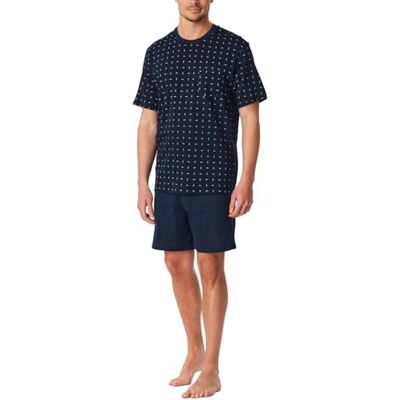 Schiesser Herrpyjamas kort rund hals – nattkläder set, Mörkblå, 58 Schiesser Herrpyjamas kort rund hals – nattkläder set, Mörkblå, 58
