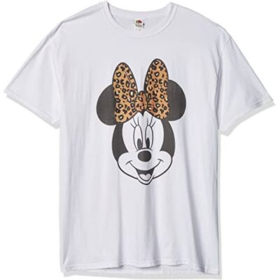 Disney Herr modern Mimmi Face leopard T-shirt, Vit, L Disney Herr modern Mimmi Face leopard T-shirt, Vit, L