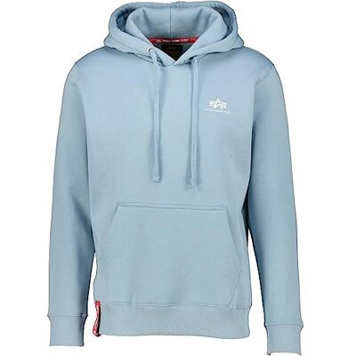 Alpha Industries Basic Hoody Small Logo Hooded Sweat för män Greyblue Alpha Industries Basic Hoody Small Logo Hooded Sweat för män Greyblue