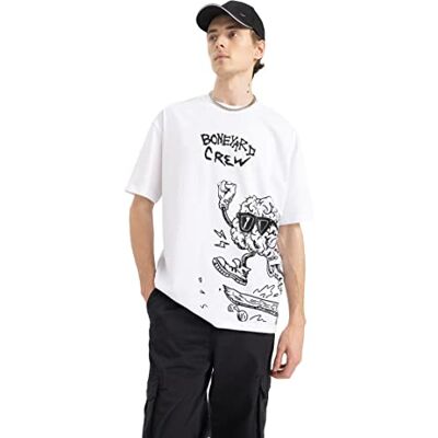 DeFacto T-shirt för män, Vit, S DeFacto T-shirt för män, Vit, S