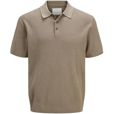 JACK & JONES Jprcccooper Knit Polo Ss Sn, Greige, S JACK & JONES Jprcccooper Knit Polo Ss Sn, Greige, S