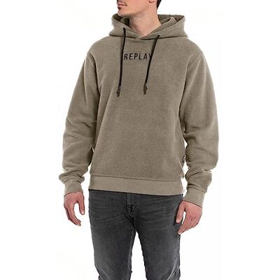 Replay Huvtröja för män med normal passform, 836 Stone Green, 3XL Replay Huvtröja för män med normal passform, 836 Stone Green, 3XL