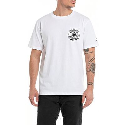 Replay T-shirt för män, kortärmad med rund hals, vit 001 (vit), XL Replay T-shirt för män, kortärmad med rund hals, vit 001 (vit), XL