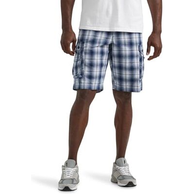 Lee Dungarees New Belted Wyoming cargoshorts för män, Rutig blå, 32 Lee Dungarees New Belted Wyoming cargoshorts för män, Rutig blå, 32