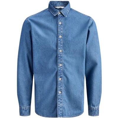 JACK & JONES Jjestanley Jjshirt at 021 Noos, Blå denim, S JACK & JONES Jjestanley Jjshirt at 021 Noos, Blå denim, S