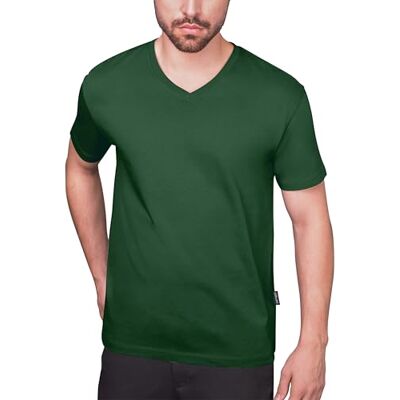 HRM herr lyx V-hals t-shirt I premium t-shirt män v-ringad av 100% ekologisk bomull I basic t-shirt tvättbar upp till 60 °C I högkvalitativa och hållbara herrkläder, Bottle-green, L HRM herr lyx V-hals t-shirt I premium t-shirt män v-ringad av 100% ekologisk bomull I basic t-shirt tvättbar upp till 60 °C I högkvalitativa och hållbara herrkläder, Bottle-green, L