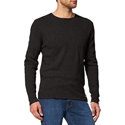 TOM TAILOR Denim Herr Stickad tröja med struktur 1016090, 29999 Black, M TOM TAILOR Denim Herr Stickad tröja med struktur 1016090, 29999 Black, M