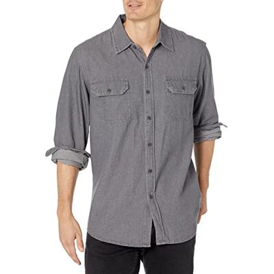 Wrangler Authentics Kortärmad klassisk vävd skjorta för män, Grå, L Wrangler Authentics Kortärmad klassisk vävd skjorta för män, Grå, L