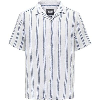 Only & Sons Onstrev Life Reg Struc Stripe Ss skjorta skjorta, Molndansare, XS Only & Sons Onstrev Life Reg Struc Stripe Ss skjorta skjorta, Molndansare, XS
