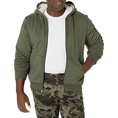Amazon Essentials Men's Sherpa-fodrad fleecetröja med dragkedja, Olivgrön, XXL Amazon Essentials Men's Sherpa-fodrad fleecetröja med dragkedja, Olivgrön, XXL
