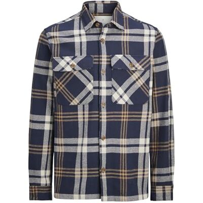 JACK & JONES Overshirt för män, comfort fit, overshirt, natthimmel, XL JACK & JONES Overshirt för män, comfort fit, overshirt, natthimmel, XL
