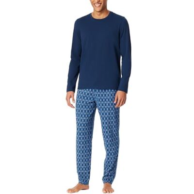Schiesser Pyjamasset för män, långa nattkläder, set med pyjamasset, Mörkblå_180249, 54 Schiesser Pyjamasset för män, långa nattkläder, set med pyjamasset, Mörkblå_180249, 54