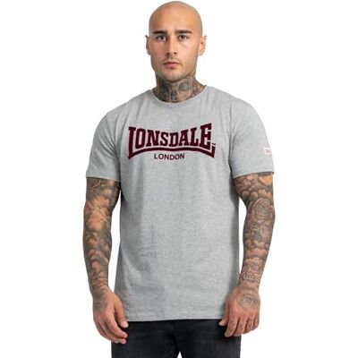 Lonsdale Herr Ll008 One Tone T-shirt, Marl grå/oxblood, L Lonsdale Herr Ll008 One Tone T-shirt, Marl grå/oxblood, L