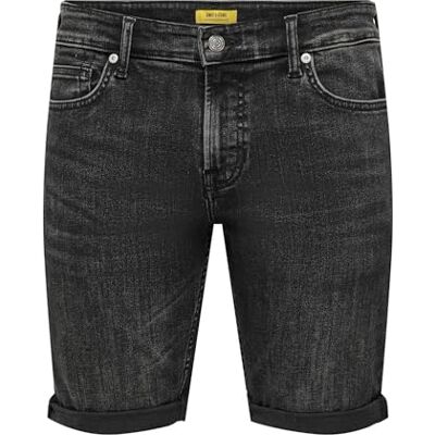 Only & Sons herrshorts, Tvättad svart, XS Only & Sons herrshorts, Tvättad svart, XS