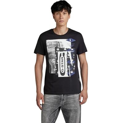G-STAR RAW Herr denim grafisk t-shirt, Svart (Dk Black D24697-336-6484), XS G-STAR RAW Herr denim grafisk t-shirt, Svart (Dk Black D24697-336-6484), XS