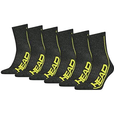 HEAD Ecom, Performance Short Crew 6-pack, Mörkgrå/lime, 35 HEAD Ecom, Performance Short Crew 6-pack, Mörkgrå/lime, 35