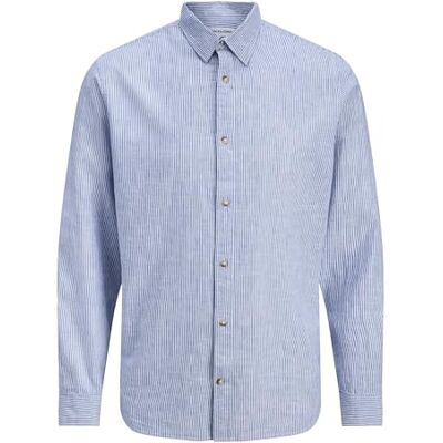 JACK & JONES Jjesummer linne Blend skjorta L/S Sn, Infinity, XXL JACK & JONES Jjesummer linne Blend skjorta L/S Sn, Infinity, XXL