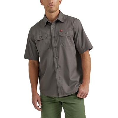 Wrangler Authentics kortärmad klassisk vävd skjorta för män, Mörkmås grå, S Wrangler Authentics kortärmad klassisk vävd skjorta för män, Mörkmås grå, S