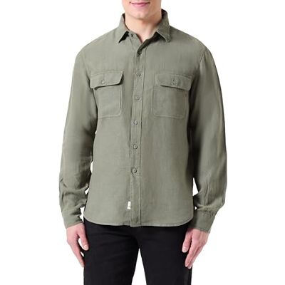 Replay herr regular fit linneskjorta, 835 Soft Military, M Replay herr regular fit linneskjorta, 835 Soft Military, M