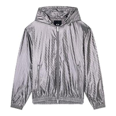 Giorgio Armani Men's Essential, on Tone Monogram-logotyp Texture Blouson Jacket, Mörkgrön, XL, Mörkgull grå, XL Giorgio Armani Men's Essential, on Tone Monogram-logotyp Texture Blouson Jacket, Mörkgrön, XL, Mörkgull grå, XL