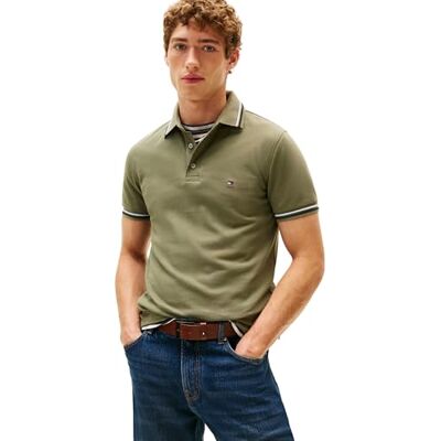 Tommy Hilfiger Herr S/S Polo, Grön (slaget grön), S Tommy Hilfiger Herr S/S Polo, Grön (slaget grön), S