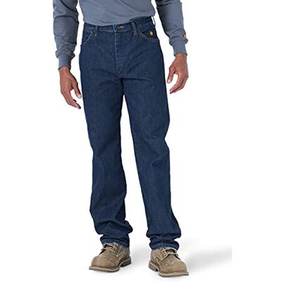 Wrangler Men's FR Flame Resistant Original Fit Jean Dark Wash 34W x 32L Wrangler Men's FR Flame Resistant Original Fit Jean Dark Wash 34W x 32L