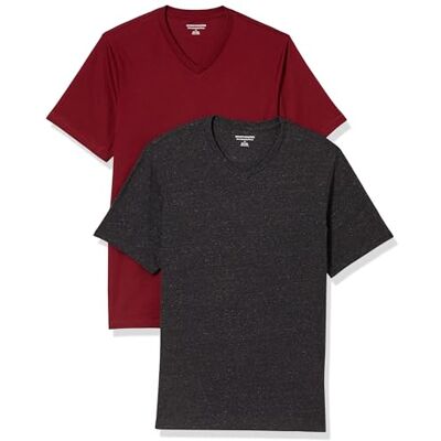 Amazon Essentials mäns Slim-Fit kortärmad V-ringad t-shirt, paket med 2, kol ljung/mörkröd, medium Amazon Essentials mäns Slim-Fit kortärmad V-ringad t-shirt, paket med 2, kol ljung/mörkröd, medium